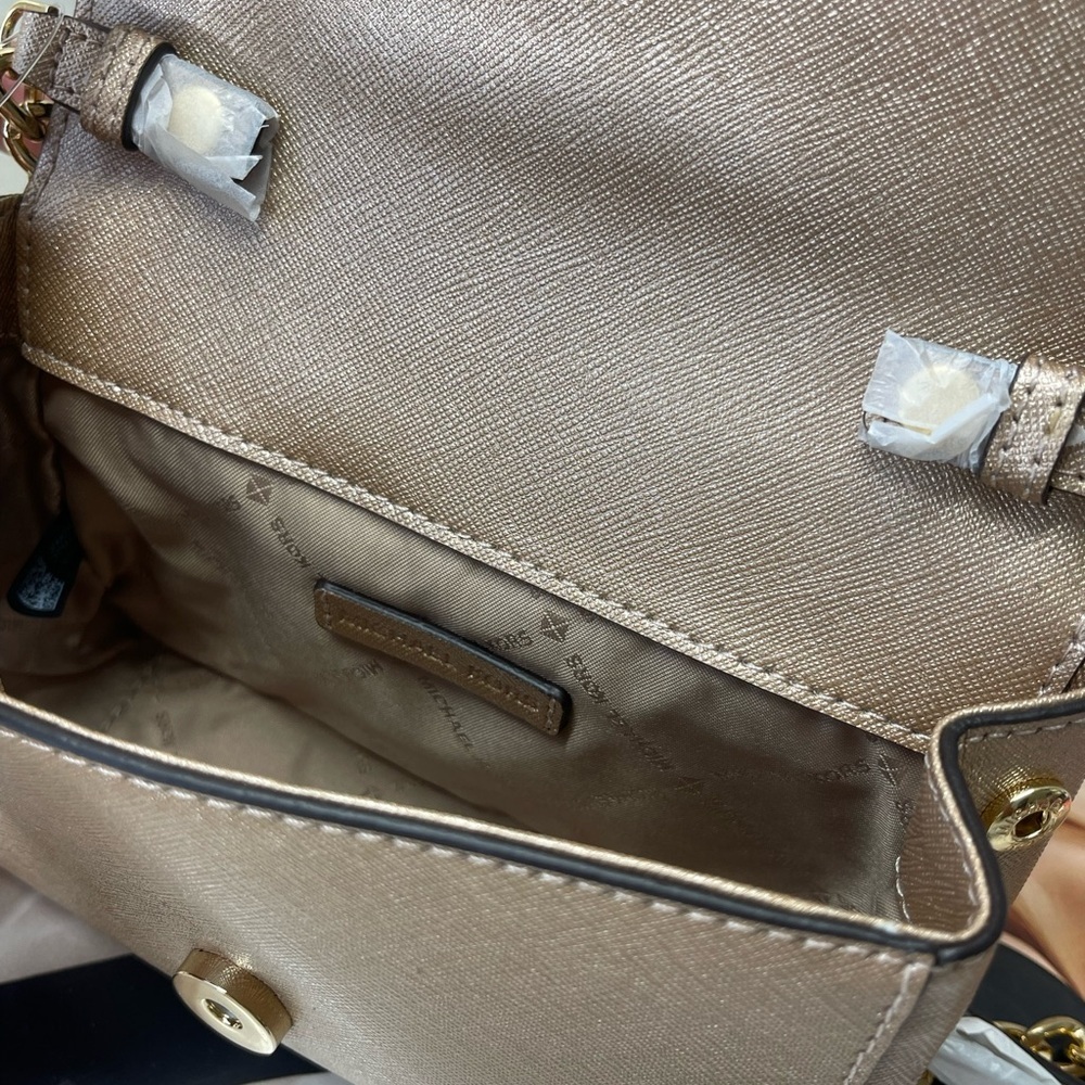 (new+tag) Michael Kors convertible leather crossbody /clutch ballet rose gold - Picture 13 of 14
